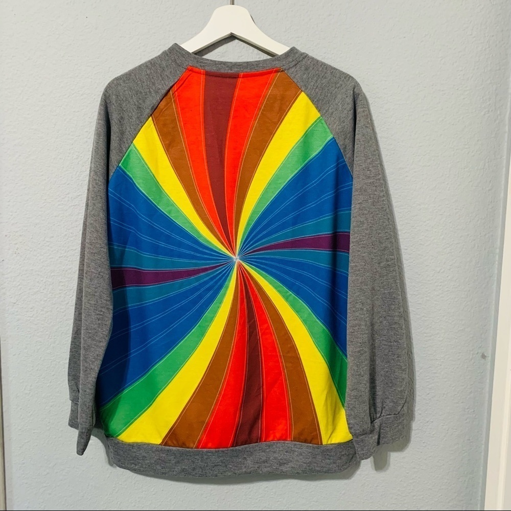 Unisex Sunburst‎ Pride Long Sleeve Bohemian Sweatshirt Size Large Crew Neck
